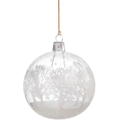 Glaskugel klar mit verschneiten Bäumen, 8 cm Outlet