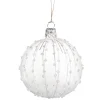 Glaskugel klar mit weißem Glitzerdekor, 7 cm Clearance