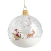 Glaskugel klar mit Weihnachtsmann im Schlitten, 7 cm Hot
