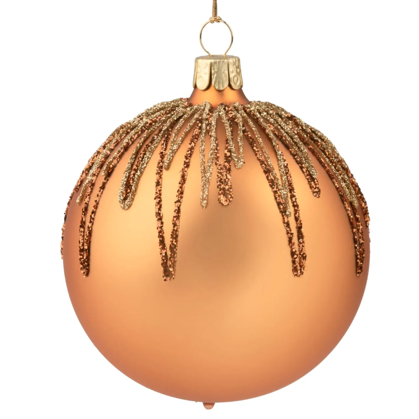 Glaskugel kupfer mit Glitterdach, 8 cm Discount