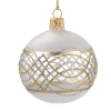 Glaskugel matt-weiß/klar mit gold-silberner Verzierung, 6 cm Sale