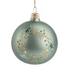 Glaskugel mint matt mit Weihnachtskranz, 8 cm Discount