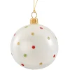 Glaskugel Opal weiß mit Punkten, 7 cm Discount