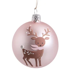 Glaskugel rosa mit Hirsch, 7 cm Sale