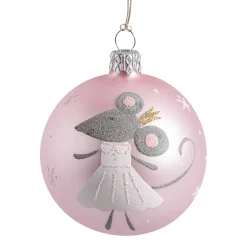 Glaskugel rosa mit Tanzmaus, 7 cm Sale