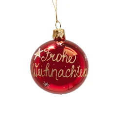 Glaskugel rot "Frohe Weihnachten", 6 cm Discount