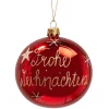 Glaskugel rot "Frohe Weihnachten", 10 cm Clearance