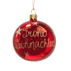 Glaskugel rot "Frohe Weihnachten", 8 cm Best