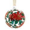 Glaskugel rot grün "Weihnachtsblume", 7 cm Discount