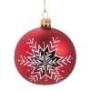 Glaskugel rot matt mit Schneeflocke, 6 cm Discount