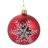Glaskugel rot matt mit Schneeflocke, 10 cm Clearance