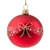 Glaskugel rot matt/lack mit Schleife, 7 cm Clearance