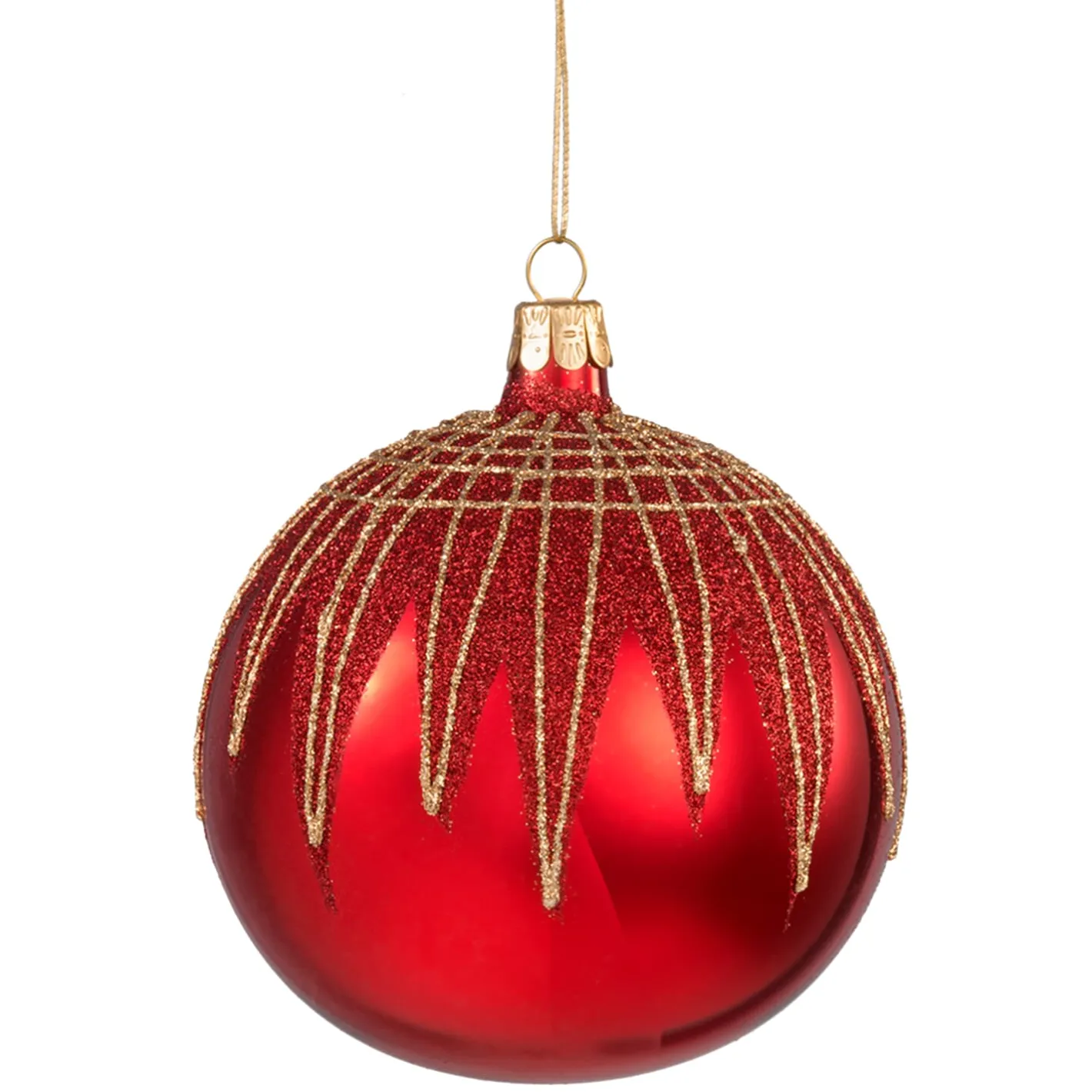 Glaskugel rot mit Glitterdach, 10 cm Discount