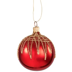Glaskugel rot mit Glitterdach, 6 cm Online