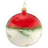 Glaskugel rot-weiß mit Zweig und Sternchen, 10 cm Discount