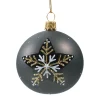 Glaskugel schwarz matt mit Stern, 7 cm Clearance