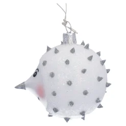 Glaskugel silber mit Igel, 6 cm Discount