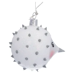 Glaskugel silber mit Igel, 6 cm Discount