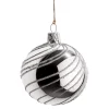 Glaskugel silber mit silber Spiraldekor, 6 cm Best