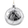 Glaskugel silberfarben mit Glitzer und Pinselstrichen, 8 cm Best