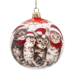 Glaskugel weiß Katzenweihnacht, 10 cm Online
