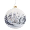 Glaskugel weiß matt mit Kirche und Engel, 10 cm Outlet