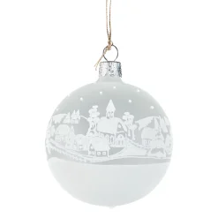 Glaskugel weiß matt "Weihnachtsdorf", 7 cm Discount
