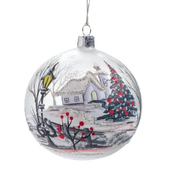 Glaskugel weiß matt "Weihnachtstag", 10 cm Discount