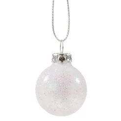 Glaskugel weiß mit silber Glimmer, 3 cm