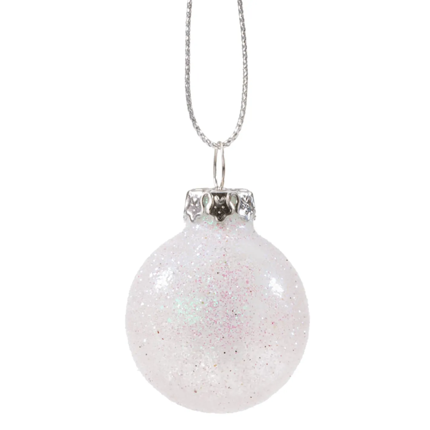 Glaskugel weiß mit silber Glimmer, 3 cm
