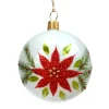 Glaskugel weiß mit Weihnachtsstern, 7 cm Outlet