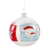 Glaskugel weiß "Winterspaß", 7 cm Best