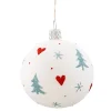 Glaskugel weiß "Winterzeit", 7 cm Hot