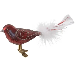 Poesie in Glas Glasvogel, bordeaux-silber New