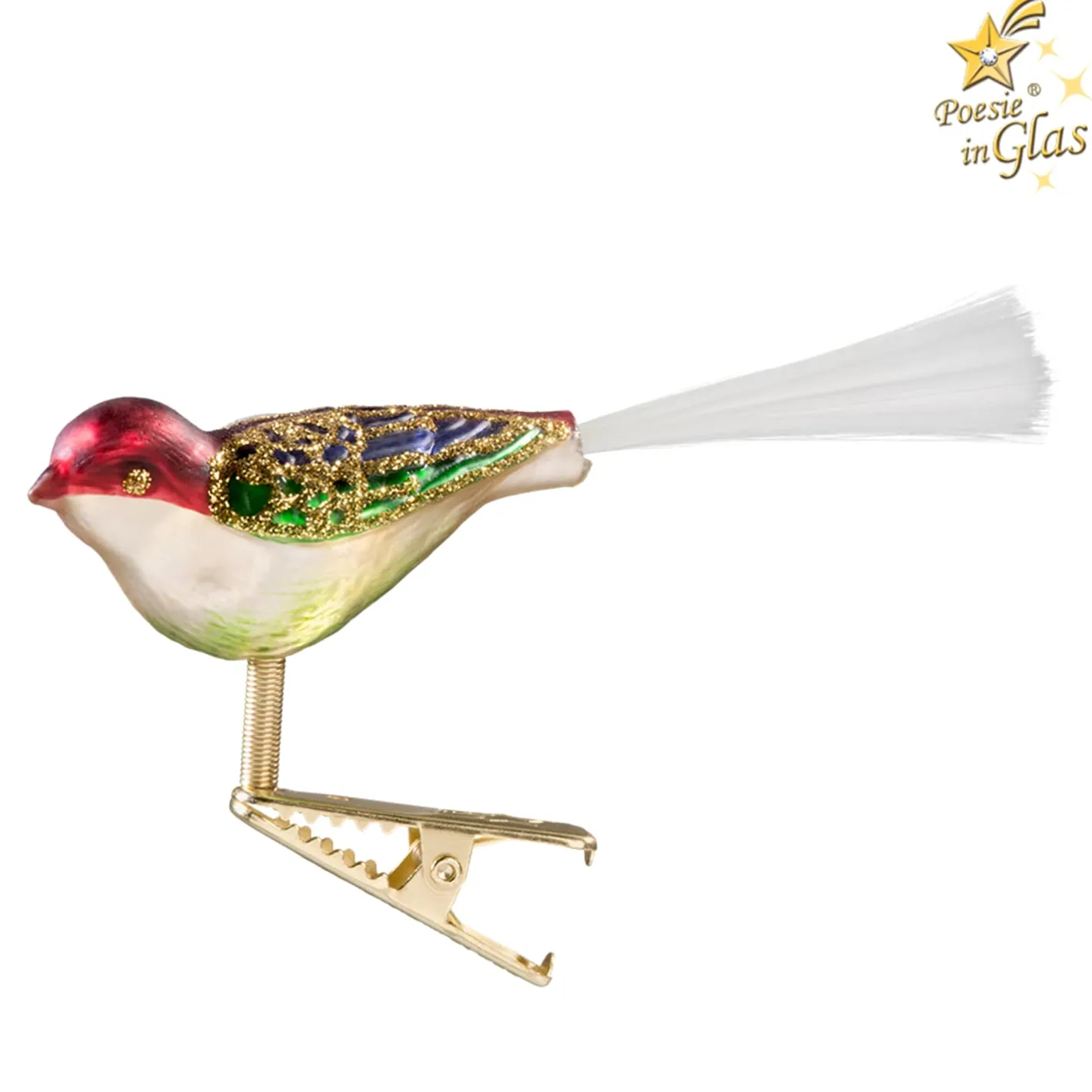Poesie in Glas Glasvogel, gold-bunt