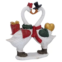Gänsepaar mit Geschenk und Herz