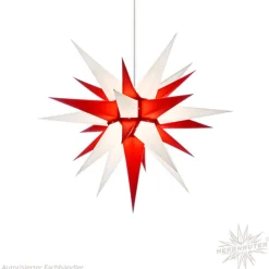 Herrnhuter Sterne Herrnhuter Papierstern, weiß/rot, 60 cm