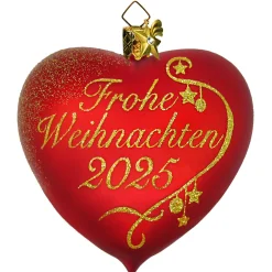 Poesie in Glas Herz "Frohe Weihnachten 2025", Glas-Baumbehang