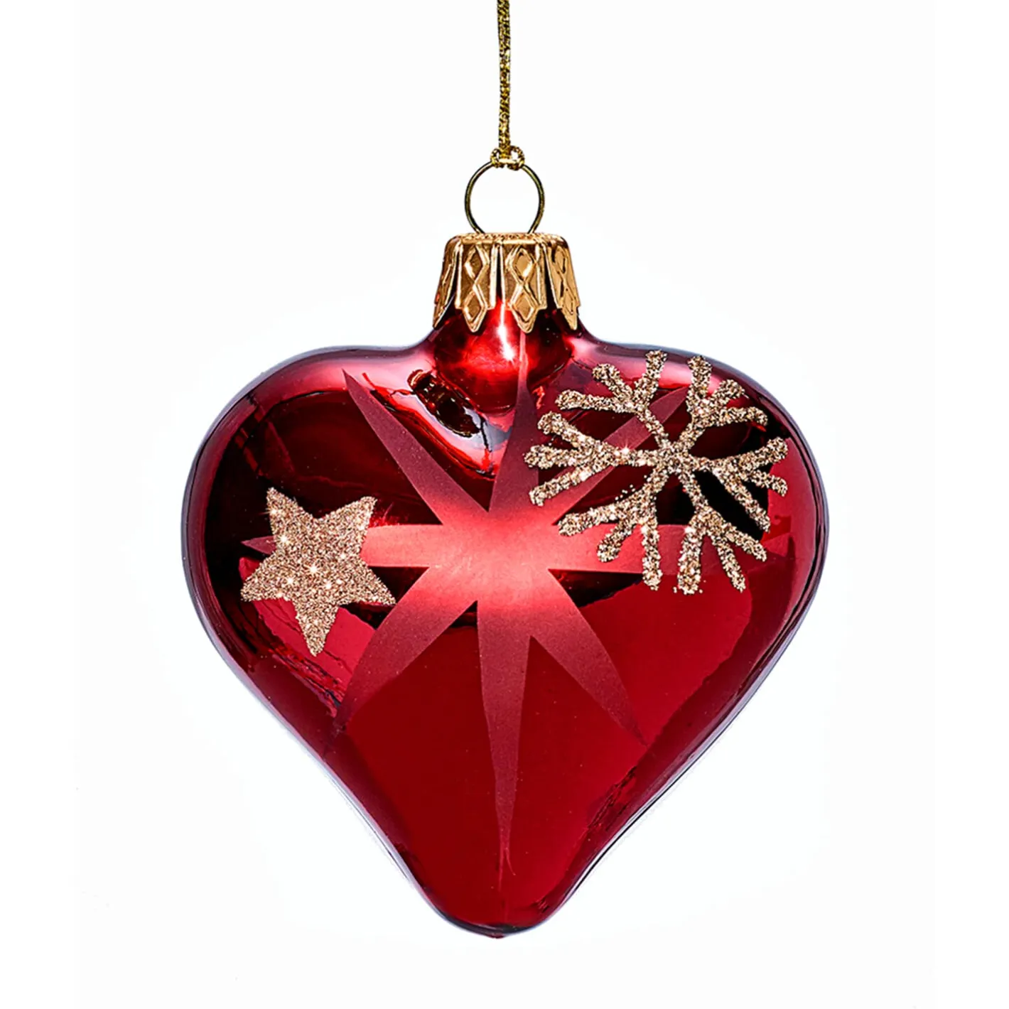 Herz rot mit goldenen Sternen und Flocken Sale