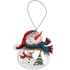 Hängeornament "Schneemann mit Winterszene" Clearance