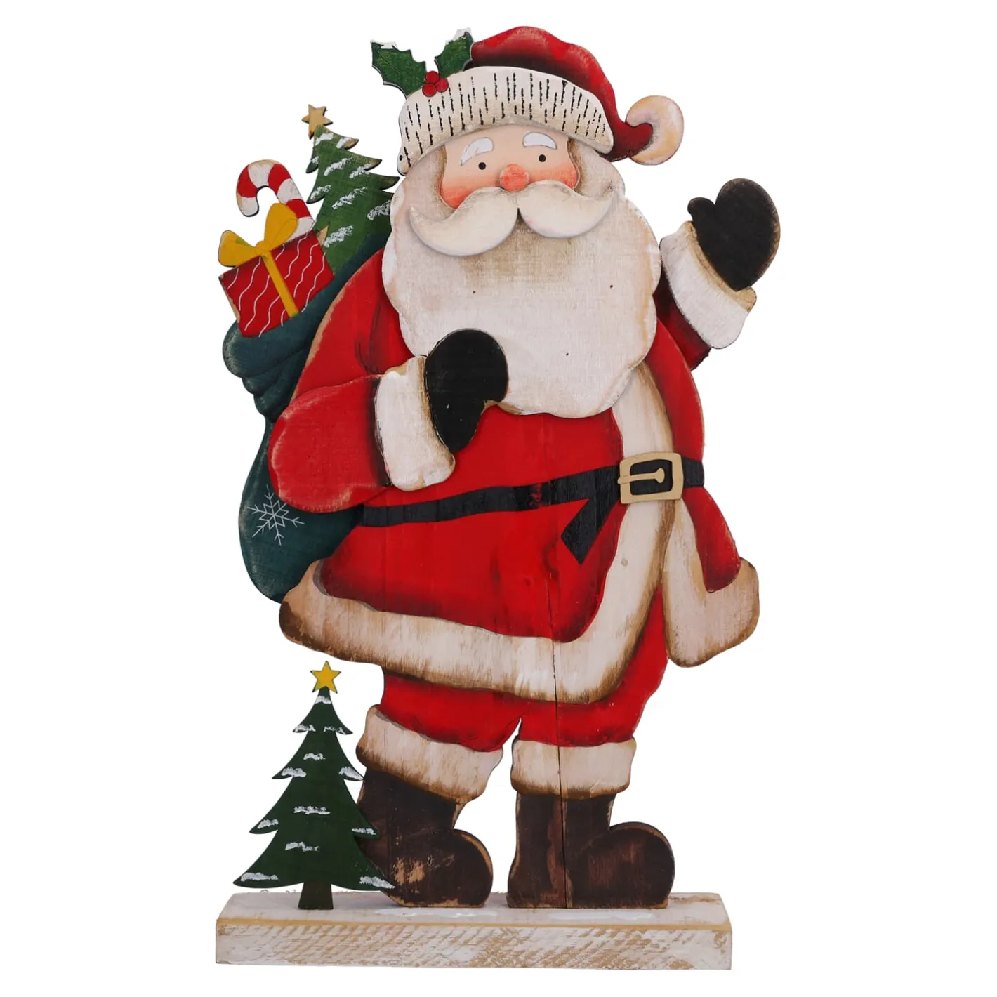Holzaufsteller "Wandernder Weihnachtsmann" Hot