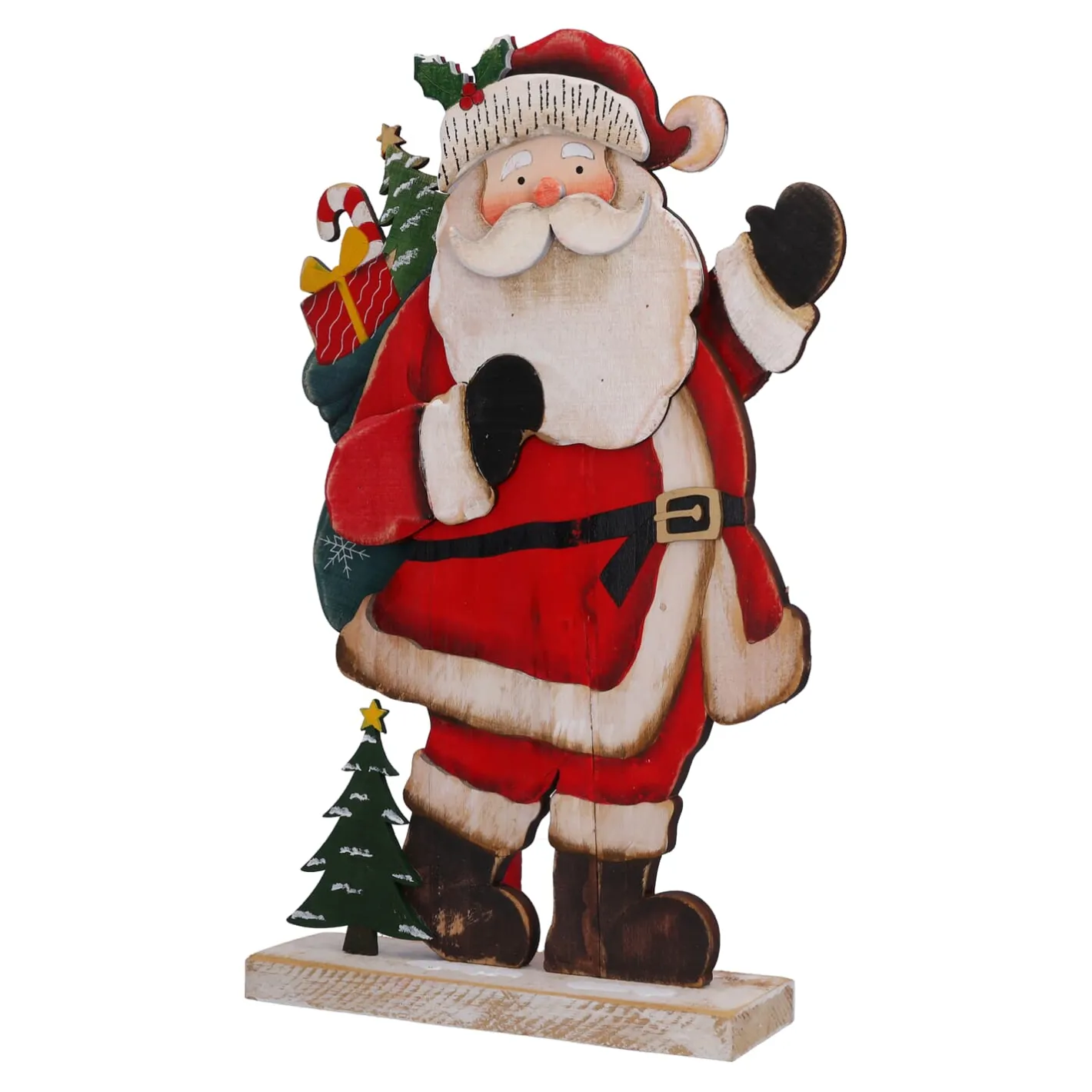 Holzaufsteller "Wandernder Weihnachtsmann" Hot