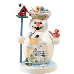 Käthes Original Holzknoddl Schneemann "Vogelgezwitscher", Räuchermännchen