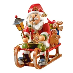 Käthes Original Holzknoddl "Weihnachtsmann auf Schlitten", Räuchermann