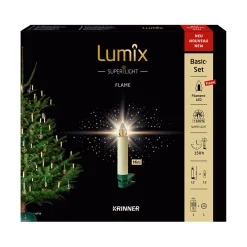 Krinner Lumix Superlight Flame Mini 12 Kerzen Basis Set in Elfenbein New