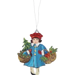 Käthes Original Mädchen mit Körben, Zinn-Baumbehang Clearance