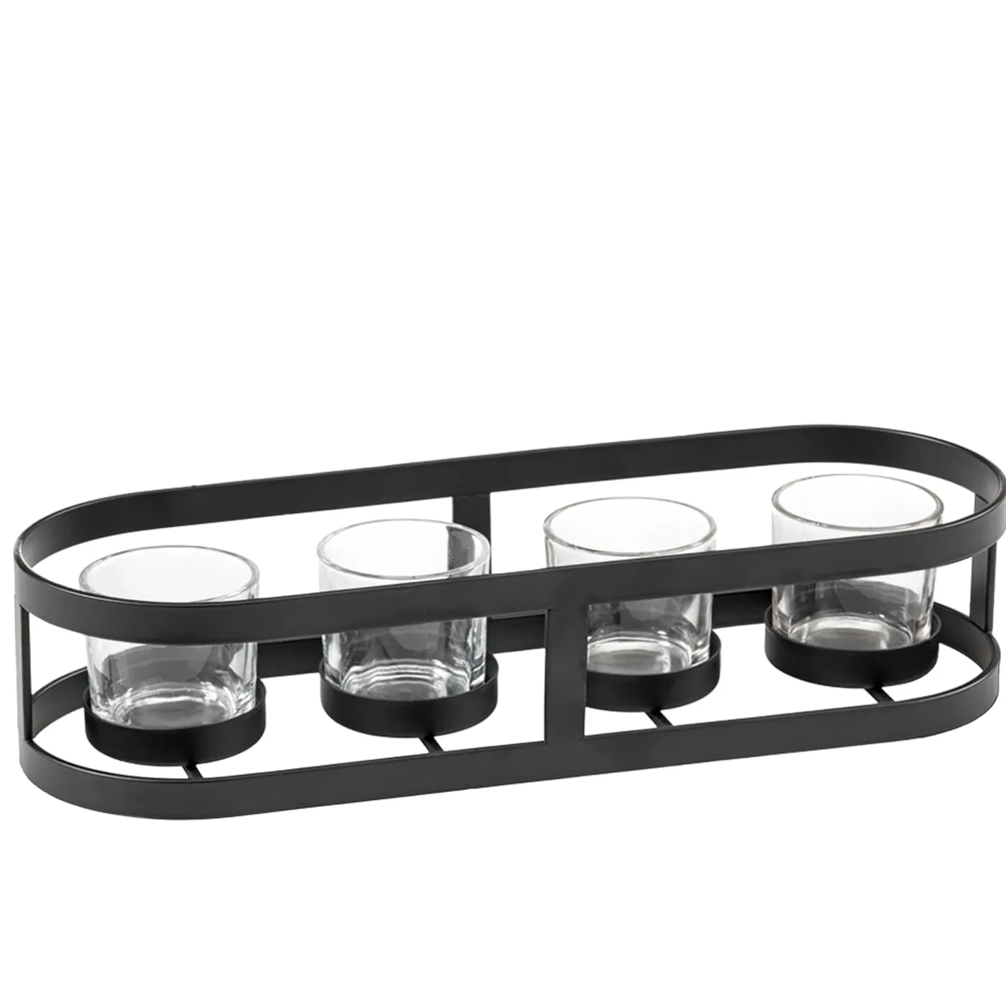 Metall Teelichthalter oval, schwarz Clearance