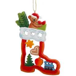 Käthes Original Nikolausstiefel mit Teddy, Holz-Baumbehang Clearance