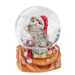 Schneekugel "Weihnachtskatze" Hot