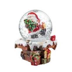 Schneekugel "Weihnachtsmann mit Bäumchen" New